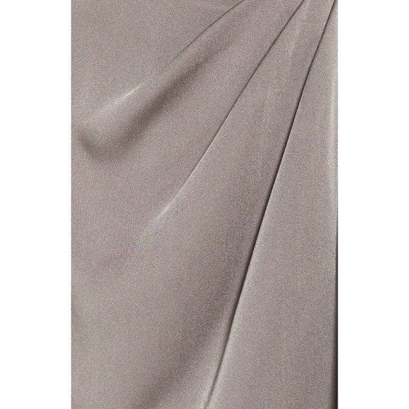 La Femme Gown Formal Maxi Dress Wedding Silver Gray Silky Floor Length Prom 4 - Picture 6 of 9